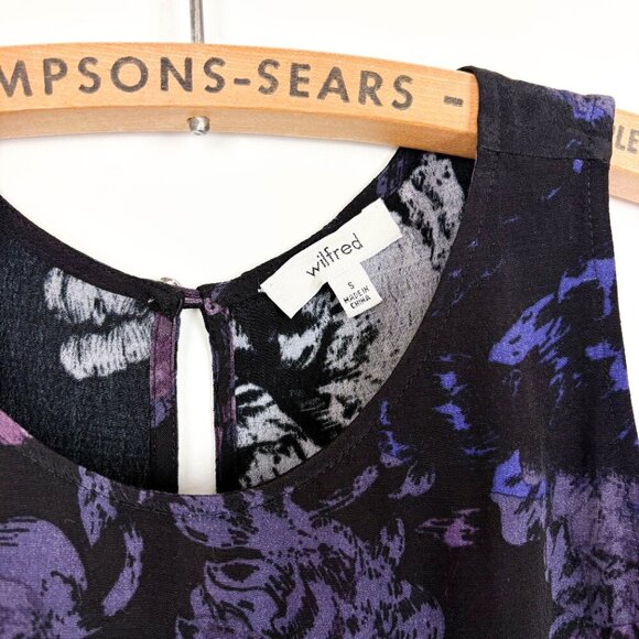 Aritzia Wilfred Black Purple Floral Tank Top Blouse Small - Picture 5 of 6